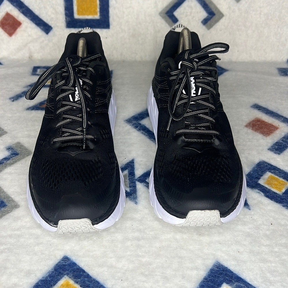 Women Hoka One One Clifton 6 Athletic Running Shoes Black/White